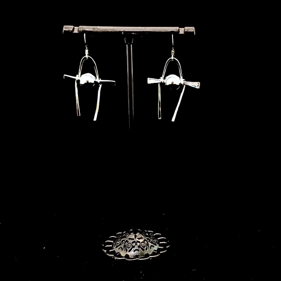 🎄 Christmas Gift Idea — Wishbone Beaded Sterling Silver Earrings – 1½" Drop - Picture 1 of 2